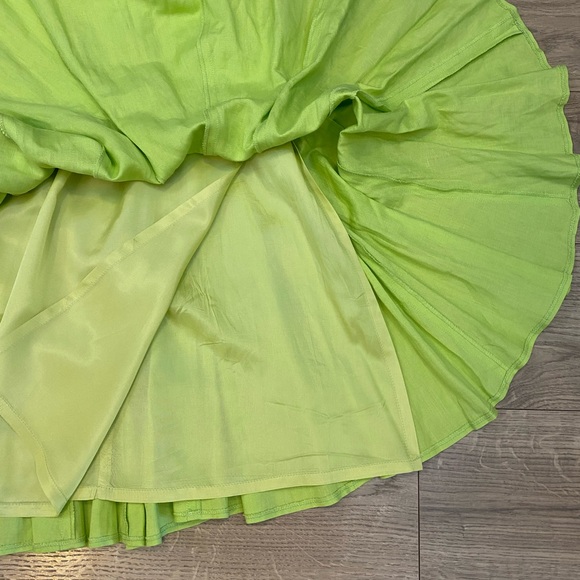 100% linen Vibrant Green A-Line Women's Skirt EUC size 12 - Picture 6 of 8